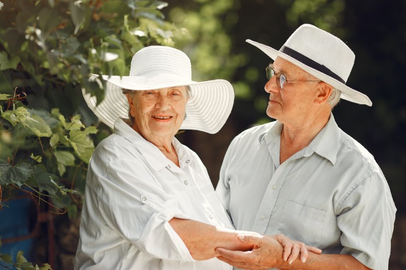 elderly couple enjoying the sun