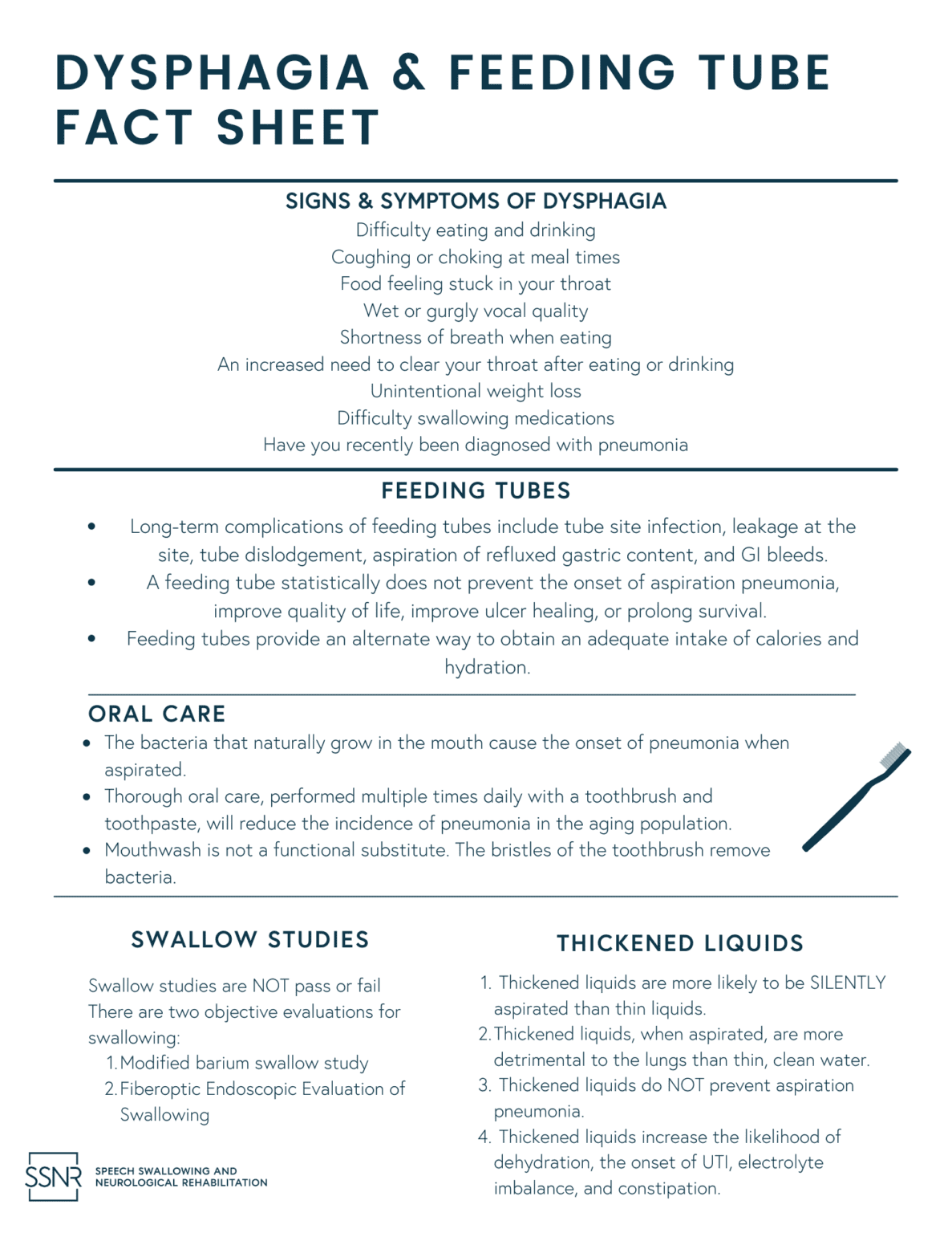 Feeding Tube & Dysphagia Handout — Speech Swallowing and Neurological ...